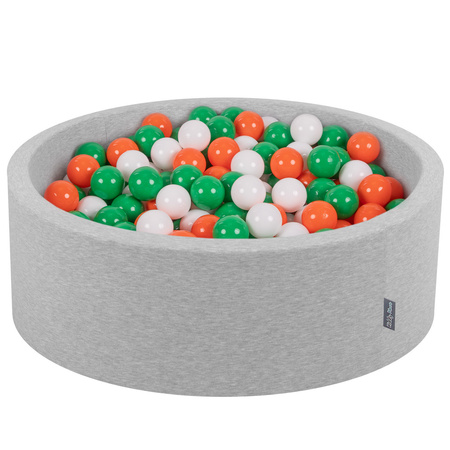 KiddyMoon Piscine à Balles ∅ 7Cm pour Bébé Rond Fabriqué En UE, Irlande:vert/blanc/orange, 90x30cm/200 balles