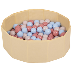 piscine à balles multicolores piscine pliable pour les enfant, beige clair: beige pastel/bleu pastel/saumon, 100 balles