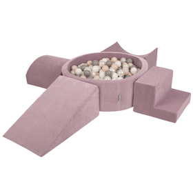 KiddyMoon Parcours Motricité En Mousse Avec Balles Enfants Favorise Créativité, Violet : beige pastel/blanc/perle/gris, Piscine (200 Balles) + Version 5