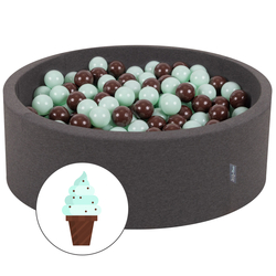 KiddyMoon Piscine à Balles ∅ 7Cm pour Bébé Rond Fabriqué En UE, gris foncé, 90x30cm/200 Balles