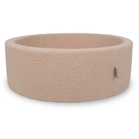 KiddyMoon Piscine à Balles Boules 7 cm pour un Remplissage plus Généreux Pour Bébés au Housse Teddy, Convient dès 8 Mois, beige, 90x30cm/SANS balles