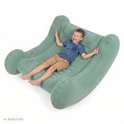 KiddyMoon Fauteuil Sensoriel Gonflable À Bascule Enfant Avec Poignées Et Pompe, sauge, L