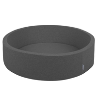 KiddyMoon Piscine À Balles Grande Rond pour Bébé, Fabriqué en UE, gris foncé: gris/blanc/transparent/babyblue, 120x30cm/300 balles