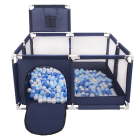 parc bébé avec balles plastiques aire de jeu pliable basket, Bleu:bleu/babyblue/perle, 100 balles