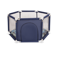 parc bébé hexagonal pliable avec balles plastiques, Bleu:perle/gris/transparent/babyblue/menthe, 200 balles