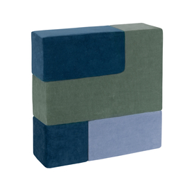 KiddyMoon blocs mous pour bébé cubes de construction en mousse housse velours, bleu lagune/vert forêt/rose de sables/bleu glacier , 9 Pieces