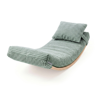 KiddyMoon Planche D'équilibre en Bois Enfant Avec Matelas et Oreiller Balance Board, naturel/vert, Planche D'équilibre/Matelas/Oreiller