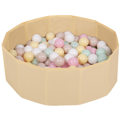 piscine à balles multicolores piscine pliable pour les enfant, beige clair: beige pastel/jaune pastel/blanc/menthe/rose poudré, 100 balles