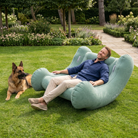 KiddyMoon Fauteuil à Bascule Gonflable À Bascule Pour l'intérieur et l'extérieur avec Poignées Et Pompe, sauge, L