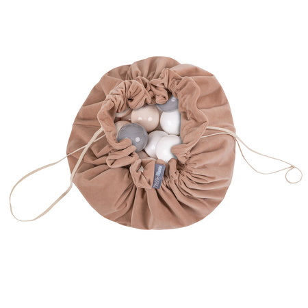 KiddyMoon tapis d'éveil sac à jouets 2en1 pour enfants, Rose De Sables: Beige Pastel/ Gris/ Blanc