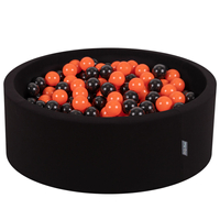 KiddyMoon Piscine à Balles ∅ 7Cm pour Bébé Rond Fabriqué En UE, ballon de basket-ball: noir/orange, 90x30cm/300 balles