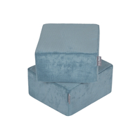 KiddyMoon Ensemble de Deux Poufs en Mousse pour Enfants Siège Pour chambre d'enfant Confortable Léger Housse Amovible Design Élégant Idéal pour Jouer et Se Détendre, bleu, Pouf