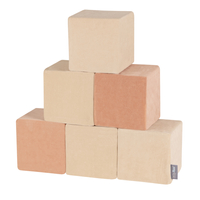 KiddyMoon Blocs De Construction En Mousse Pour Bébé Jouet Éducatif Housse En Velours, cubes: beige sableux/rose des sables, 24 Pieces