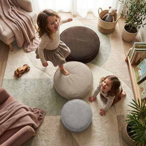 KiddyMoon Ensemble 3 Modules en Mousse pour Enfants pour Chambre D'enfant, jasnoszary-beżowy-brązowy