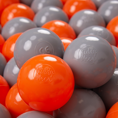 KiddyMoon Balles Colorées Plastique ∅7cm pour Piscine Enfant Bébé Fabriqué en EU, orange/gris, 300 Balles/7cm