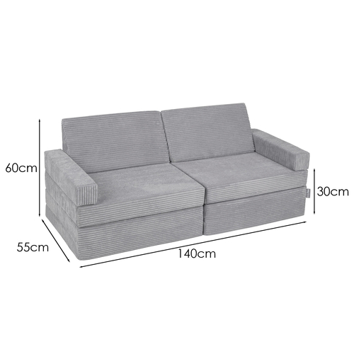 KiddyMoon Canapés Pliant pour Enfants Canapé-Lit Convertible Bébés-Canapé Lit Coucher Salle de Jeux Pliable Matelas au Sol Mini-Canapé Chaise-Lit, gris foncé, 140x55x30 cm