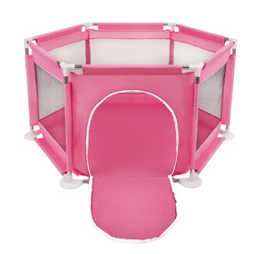 parc bébé hexagonal pliable avec balles plastiques, Rose:babyblue/rose poudré/perle, 200 balles