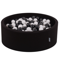 KiddyMoon Piscine à Balles ∅ 7Cm pour Bébé Rond Fabriqué En UE, Panda: noir/blanc, 90x30cm/200 balles