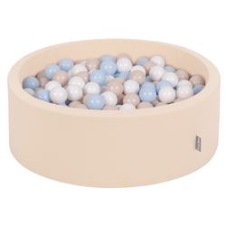 KiddyMoon Piscine à Balles ∅ 7Cm pour Bébé Rond Fabriqué En UE, beige, 90x30cm/200 Balles
