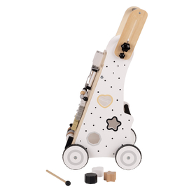 KiddyMoon Trotteur avec un Tableau D'activité, Chariot de Marche pour Bébé, Noir-Blanc, Poignée réglable