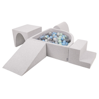 KiddyMoon Aire De Jeux en Mousse avec Quart Angulaire Piscine À Balles pour Bébé, gris clair: perle/gris/transparent/babyblue/menthe, Piscine (200 Balles) + Version 3