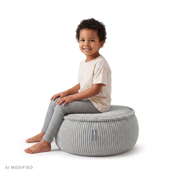 KiddyMoon Pouf enfant en mousse avec housse amovible, gris clair, L