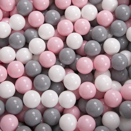 KiddyMoon Aire De Jeux en Mousse avec Rond Piscine à Balles pour Enfants, rose:blanc/gris/rose poudré, Piscine (100 Balles)+ Pente
