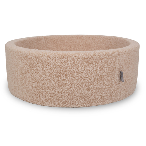 KiddyMoon Piscine à Balles Boules 7 cm pour un Remplissage plus Généreux Pour Bébés au Housse Teddy, Convient dès 8 Mois, beige, 90x30cm/SANS balles
