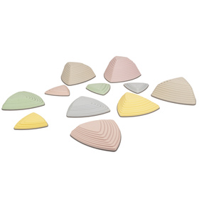 KiddyMoon Pierres de Rivière pour Enfants Pierres d'équilibre River Stones Jeu Sensoriel Motricité l'équilibre Coordination Force Parcours d'obstacles, multicolore, 11 Pieces