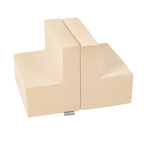 KiddyMoon Velours Aire De Jeux en Mousse pour Enfantsx élément marches PPZV-232, beige sableux, Multi-Taille