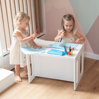 KiddyMoon Table et Chaise pour Enfants Petit Bureau, Blanc, Table: 61x44x44 cm/Chaise: 30x30x30 cm