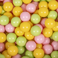 KiddyMoon Piscine à Balles ∅ 7Cm pour Bébé Rond Fabriqué En UE, gris clair:vert clair/jaune/rose poudré, 90x30cm/300 balles