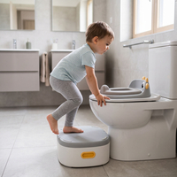 KiddyMoon Pot de Toilette pour Enfants 3 en 1 avec Réducteur et Marchepied, gris, UNI