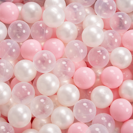 KiddyMoon Aire De Jeux en Mousse avec Rond Piscine à Balles pour Enfants, gris clair: rose poudré/perle/transparent, Piscine (200 Balles) + Version 3