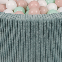 KiddyMoon Piscine Bébé 90 x 30 cm avec balles, piscine à balles pour bébé et enfant, piscine enfant en mousse douce, housse côtelée lavable, Vert: Beige pastel/Blanc/Menthe, 90x30cm/200 Balles