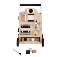 KiddyMoon Trotteur avec un Tableau D'activité, Chariot de Marche pour Bébé, Noir-Blanc, Standard