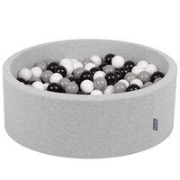 KiddyMoon Piscine à Balles ∅ 7Cm pour Bébé Rond Fabriqué En UE, gris clair:blanc/noir/gris, 90x30cm/300 Balles