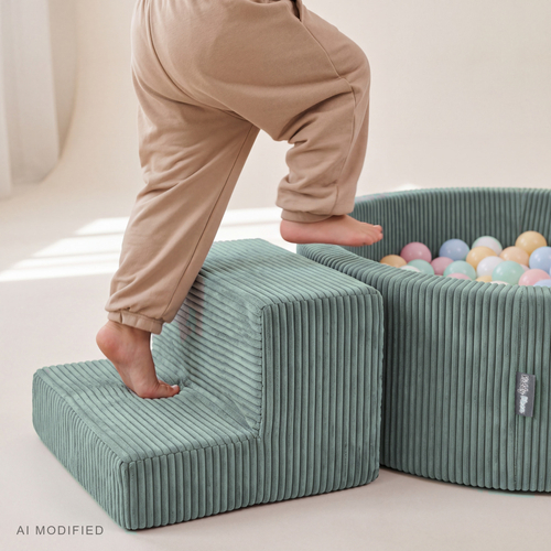 KiddyMoon ANAFI parcours en mousse à deux marches pour enfant, vert, Multi-Taille