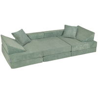 KiddyMoon Canapés Pliant pour Enfants Canapé-Lit Convertible Bébés-Canapé Lit Coucher Salle de Jeux Pliable Matelas au Sol Mini-Canapé Chaise-Lit, vert, Canapés avec 2 Oreillers