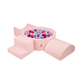 KiddyMoon Aire De Jeux en Mousse avec Rond Piscine à Balles pour Enfants, rose:rose poudré/rose foncé/babyblue/menthe, Piscine (200 Balles) + Version 6