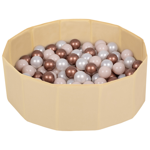 piscine à balles multicolores piscine pliable pour les enfant, beige clair: beige pastel/cuivre/perle, 200 balles