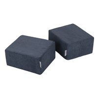KiddyMoon Canapé en Mousse pour Enfants avec Deux Poufs Pour chambre d'enfant Léger Confortable Polyvalent Housse Amovible Design Moderne Parfait pour Jouer, bleu foncé, Canapé/Pouf