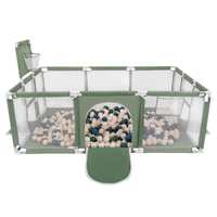 Parc Bébé avec Balles Plastiques Aire De Jeu Pliable Basket Football, vert : turquoise foncé/beige pastel/perle, 100 balles