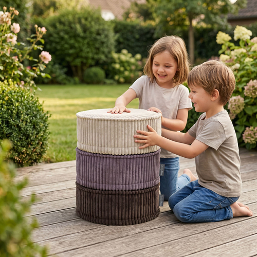 KiddyMoon Ensemble 3 Modules en Mousse pour Enfants pour Chambre D'enfant, beige-brun-violet, Sx3