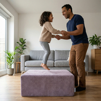 KiddyMoon Coussin Sauteur Enfant Mini Trampoline Interieur Rembourrage A Ressorts Housse Amovible En Tissu Cotele Deux Poignees Des 3 Ans, Violet, Mini Trampoline