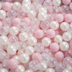 parc bébé hexagonal pliable avec balles plastiques, Rose:rose poudré/perle/transparent, 200 balles