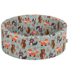 KiddyMoon Piscine à Balles ∅ 7Cm pour Bébé Rond Fabriqué En UE, renard-vert , 90x30/SANSballes