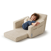 KiddyMoon Fauteuil Pliable pour Enfant en Mousse Canapé Convertible 2 en 1, beige, UNI