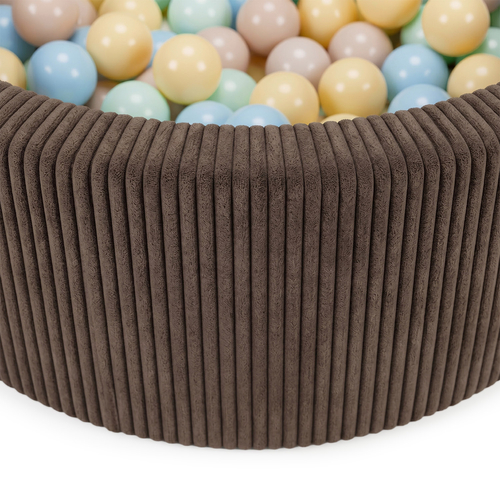 KiddyMoon Piscine Bébé, Piscine À Balles Pour Bébé Et Enfant, Piscine Enfant En Mousse Douce, Housse Côtelée Lavable, Marron: Beige past/Bleu past/Jaune past/Menthe, 90x30cm/200 Balles