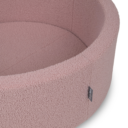 KiddyMoon Piscine à Balles Boules 7 cm pour un Remplissage plus Généreux Pour Bébés au Housse Teddy, Convient dès 8 Mois, rose, 90x30cm/SANS balles